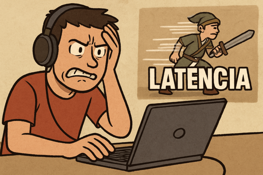 Um personagem bravo com a latência alta.